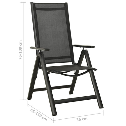 Sleek Black Folding Garden Chairs 2pcs - Textilene & Aluminium
