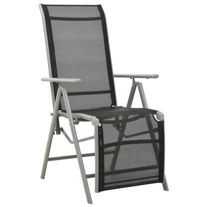 2 Silver Textilene & Aluminium Reclining Garden Chairs Set