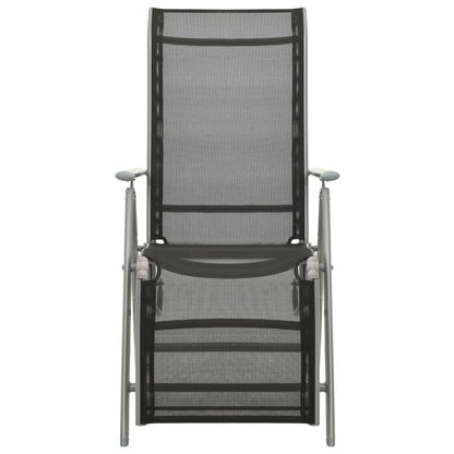2 Silver Textilene & Aluminium Reclining Garden Chairs Set