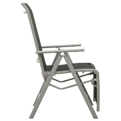 2 Silver Textilene & Aluminium Reclining Garden Chairs Set