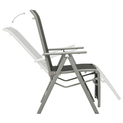 2 Silver Textilene & Aluminium Reclining Garden Chairs Set