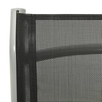 2 Silver Textilene & Aluminium Reclining Garden Chairs Set