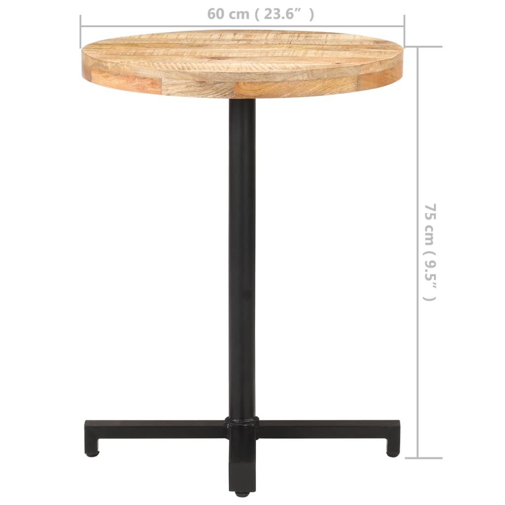 Round Bistro Table Ø60x75 cm - Rough Mango Wood Elegance