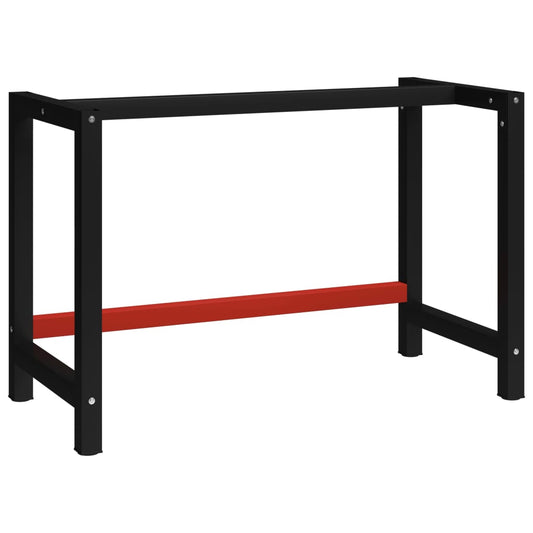 Sturdy Black & Red Metal Workbench Frame, 120x57x79 cm