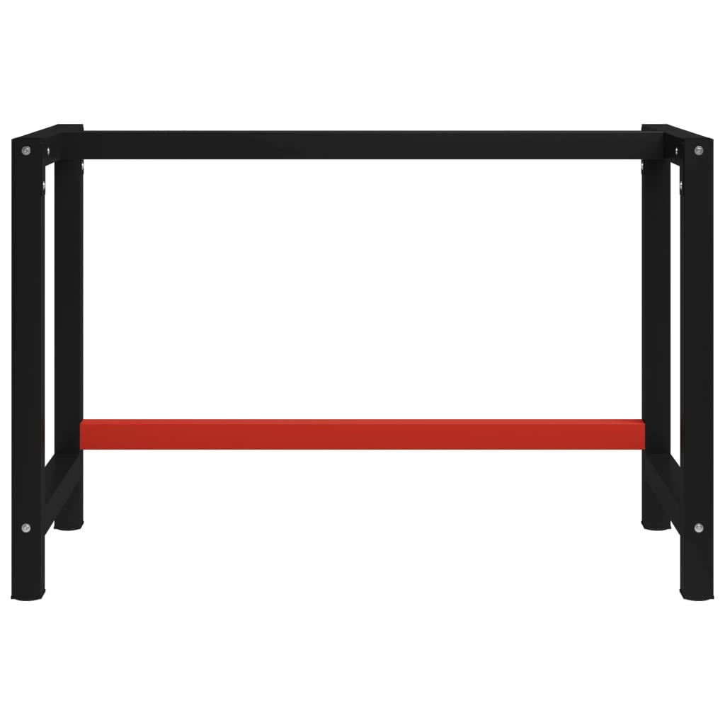 Sturdy Black & Red Metal Workbench Frame, 120x57x79 cm