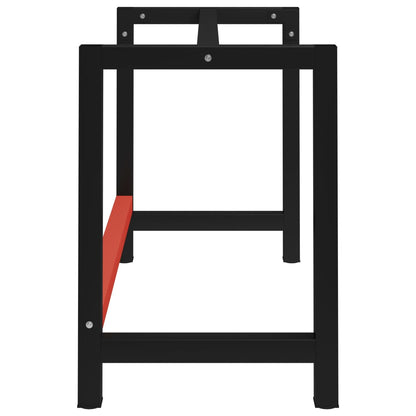 Sturdy Black & Red Metal Workbench Frame, 120x57x79 cm