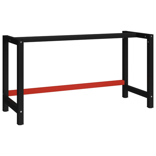 Sturdy Black & Red Metal Workbench Frame 150x57x79 cm