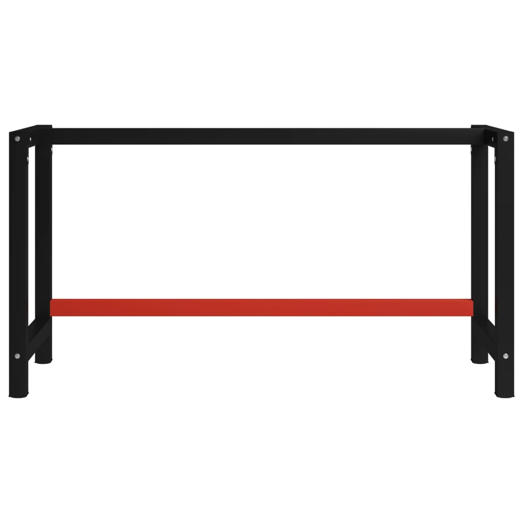 Sturdy Black & Red Metal Workbench Frame 150x57x79 cm