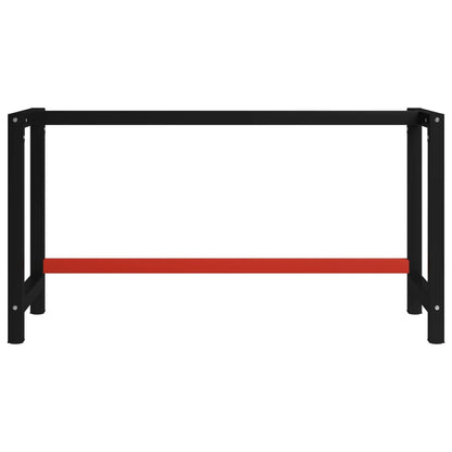 Sturdy Black & Red Metal Workbench Frame 150x57x79 cm