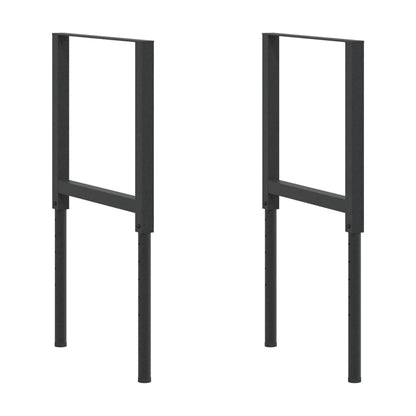 Black Metal Adjustable Work Bench Frames 2 Pcs, 55x(69-95.5) cm