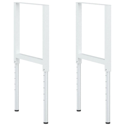 Adjustable Grey Metal Work Bench Frames 2pcs 55x(69-95.5) cm