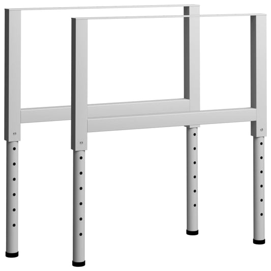 Adjustable Grey Metal Work Bench Frames, 2 pcs, 85x(69-95.5) cm