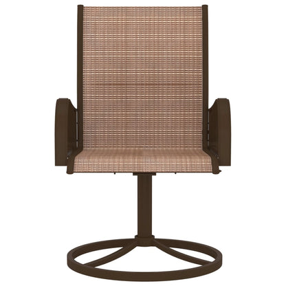 Brown Textilene & Steel Garden Swivel Chairs Set of 2