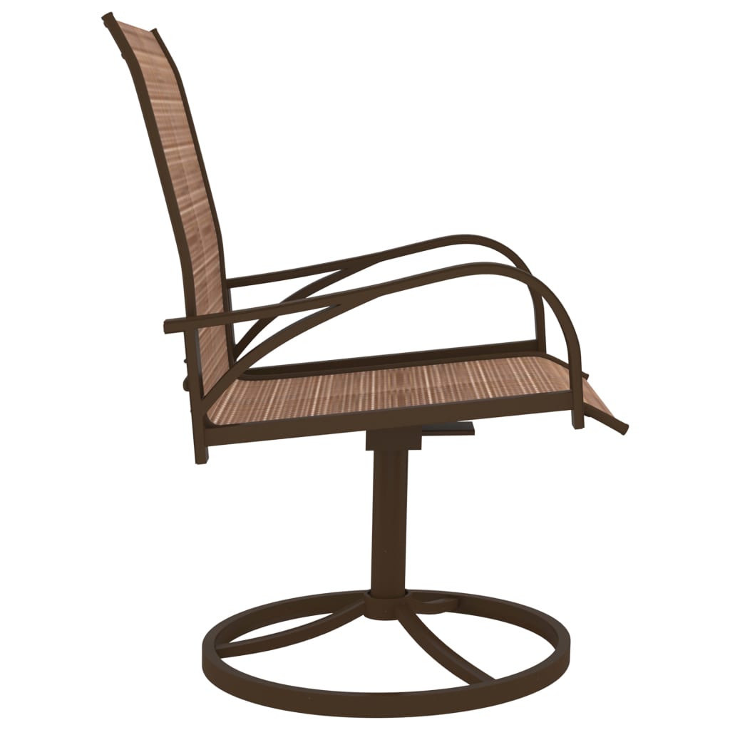 Brown Textilene & Steel Garden Swivel Chairs Set of 2