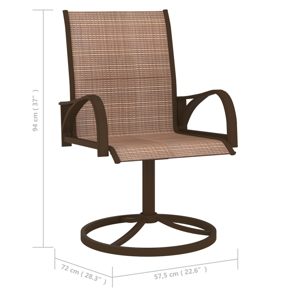 Brown Textilene & Steel Garden Swivel Chairs Set of 2
