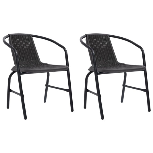 Durable Plastic Rattan & Steel Garden Chairs Set, 2 pcs, 110 kg