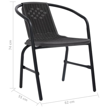 Durable Plastic Rattan & Steel Garden Chairs Set, 2 pcs, 110 kg