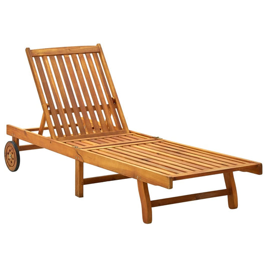 Solid Acacia Wood Sun Lounger - Durable, Stylish Outdoor Relaxation