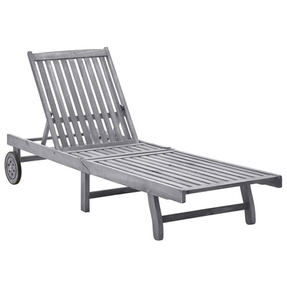 Premium Sun Lounger in Solid Acacia Wood - Natural Finish