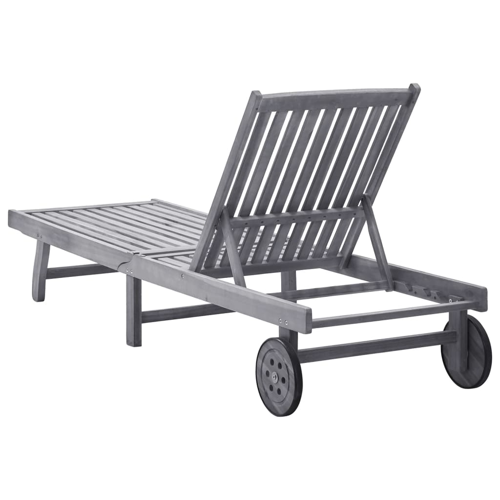 Premium Sun Lounger in Solid Acacia Wood - Natural Finish