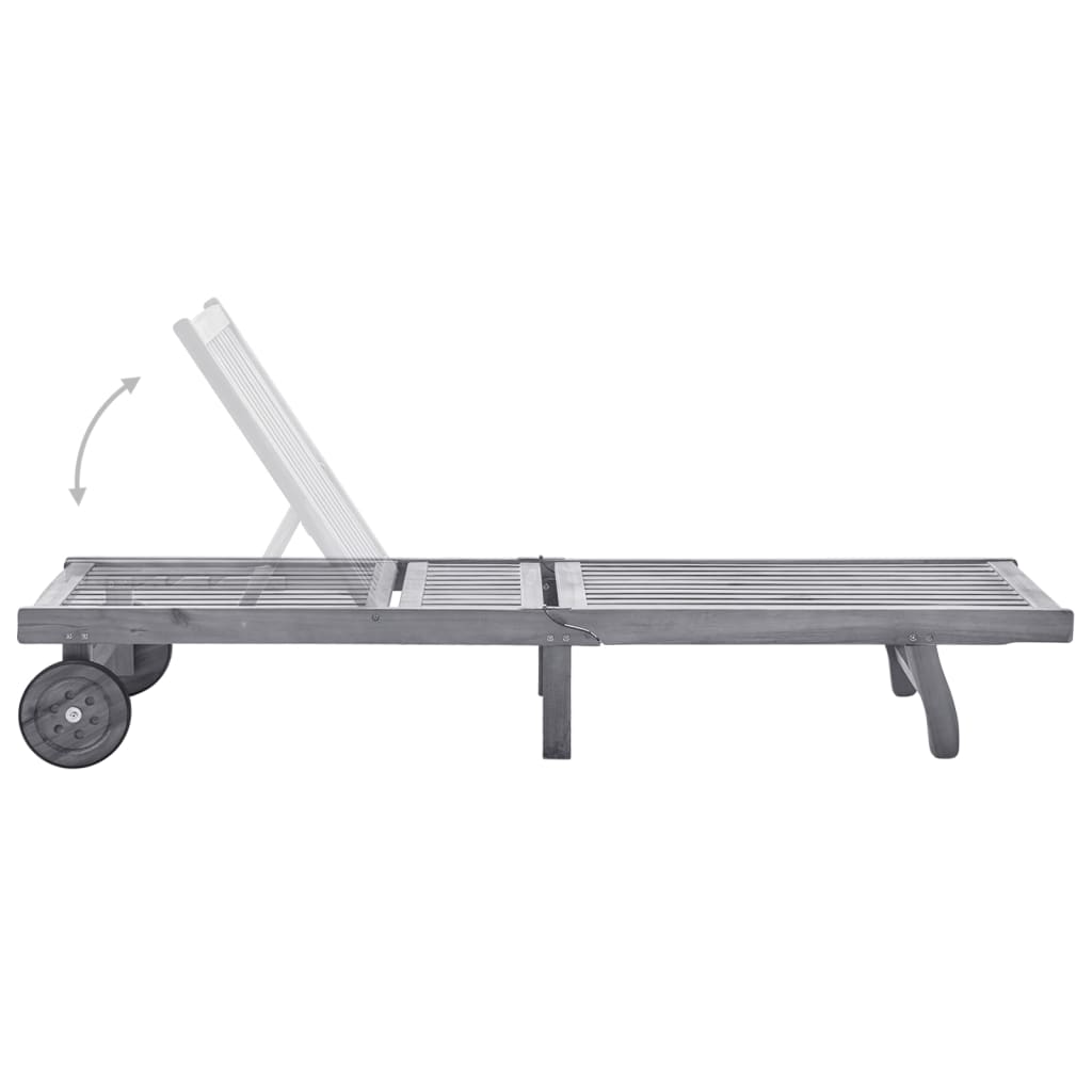 Premium Sun Lounger in Solid Acacia Wood - Natural Finish