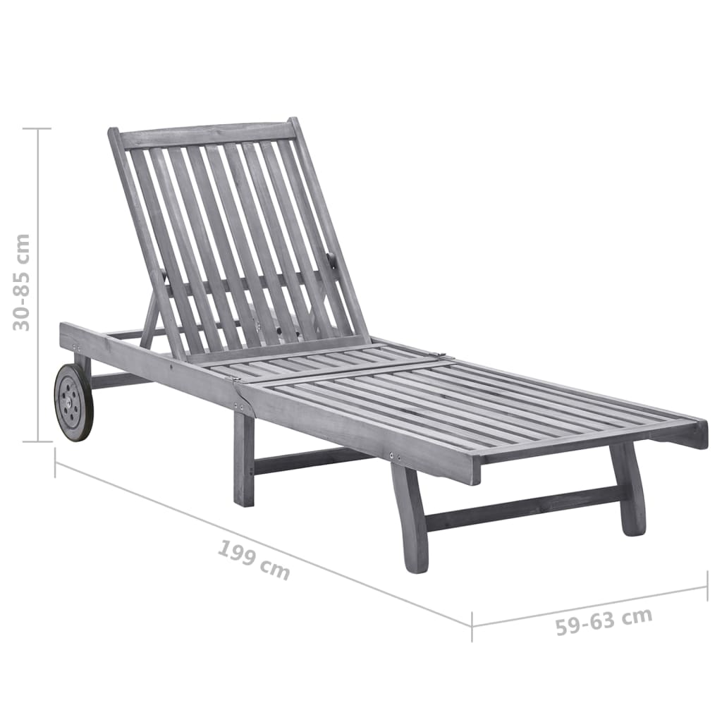 Premium Sun Lounger in Solid Acacia Wood - Natural Finish