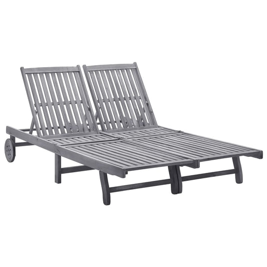 2-Person Acacia Wood Sun Lounger - Durable Outdoor Comfort
