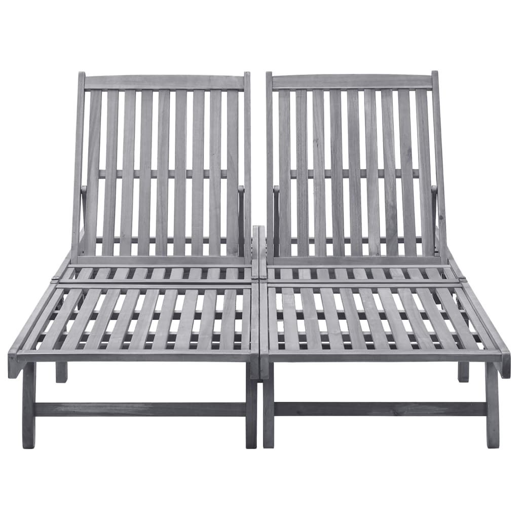 2-Person Acacia Wood Sun Lounger - Durable Outdoor Comfort