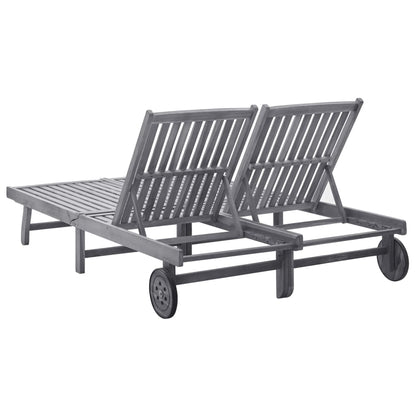 2-Person Acacia Wood Sun Lounger - Durable Outdoor Comfort