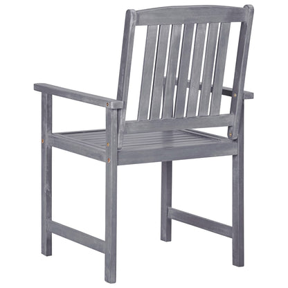 4-Piece Grey Garden Chairs Set - Solid Acacia Wood Furniture