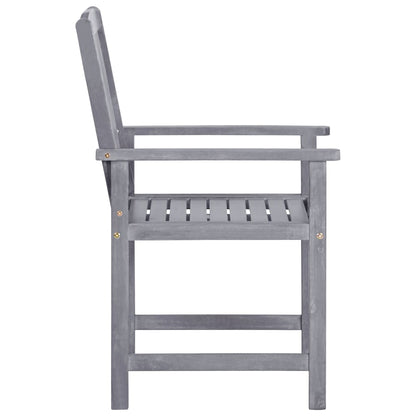 4-Piece Grey Garden Chairs Set - Solid Acacia Wood Furniture