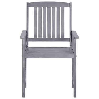 4-Piece Grey Garden Chairs Set - Solid Acacia Wood Furniture