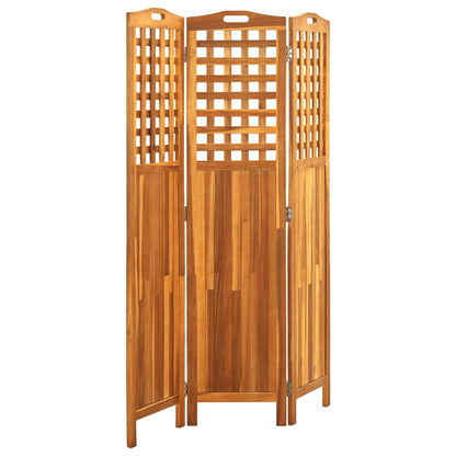 Solid Acacia Wood 3-Panel Room Divider (121x2x170 cm)