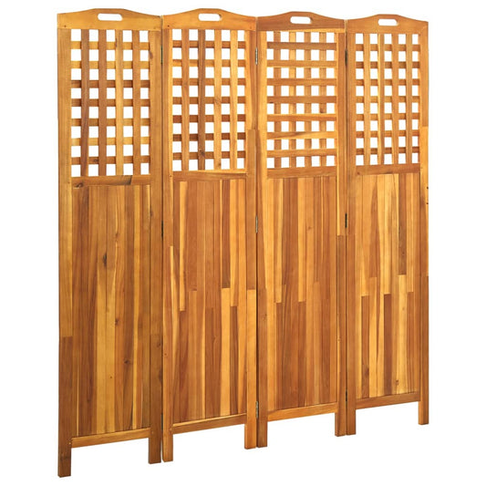 Solid Acacia Wood 4-Panel Room Divider, 161x2x170 cm