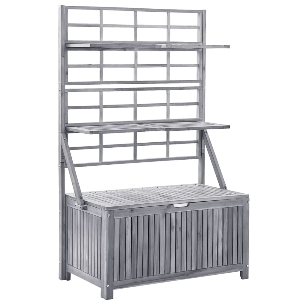 Solid Acacia Storage Box with Trellis Grey 99x55x160 cm