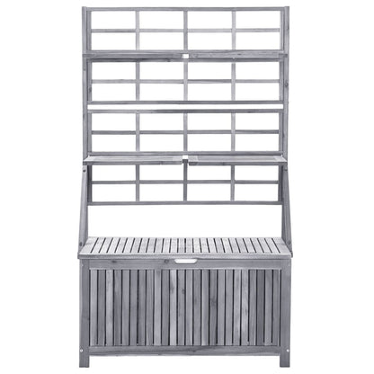 Solid Acacia Storage Box with Trellis Grey 99x55x160 cm