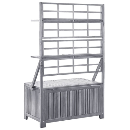 Solid Acacia Storage Box with Trellis Grey 99x55x160 cm