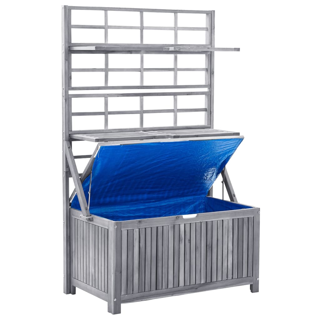 Solid Acacia Storage Box with Trellis Grey 99x55x160 cm