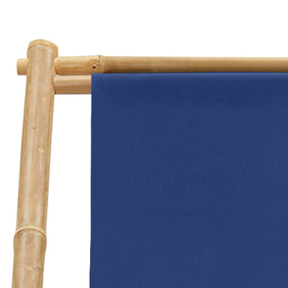 Navy Blue Bamboo & Canvas Deck Chair - Elegant Outdoor Seating