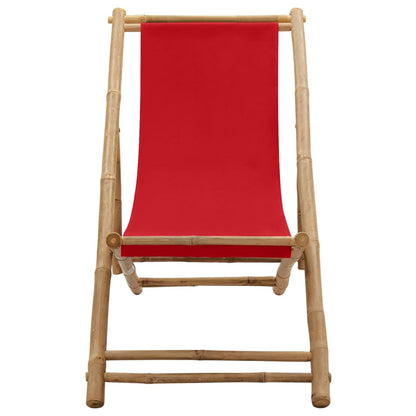 Red Canvas Bamboo Deck Chair - Stylish, Durable Outdoor Seating