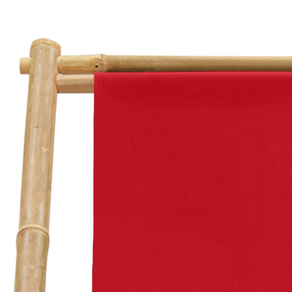 Red Canvas Bamboo Deck Chair - Stylish, Durable Outdoor Seating