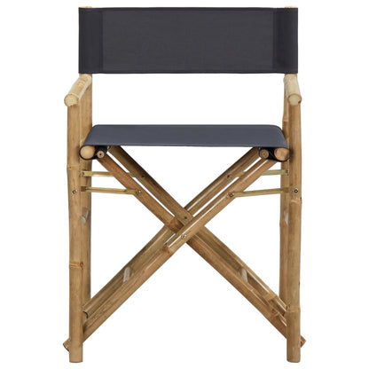 Dark Grey Bamboo Fabric Folding Director's Chairs 2pcs Set