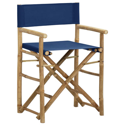 Blue Bamboo Folding Director's Chairs, Set of 2 - Durable Fabric