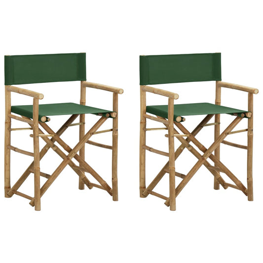 Green Bamboo & Fabric Folding Director's Chairs - 2 Pack