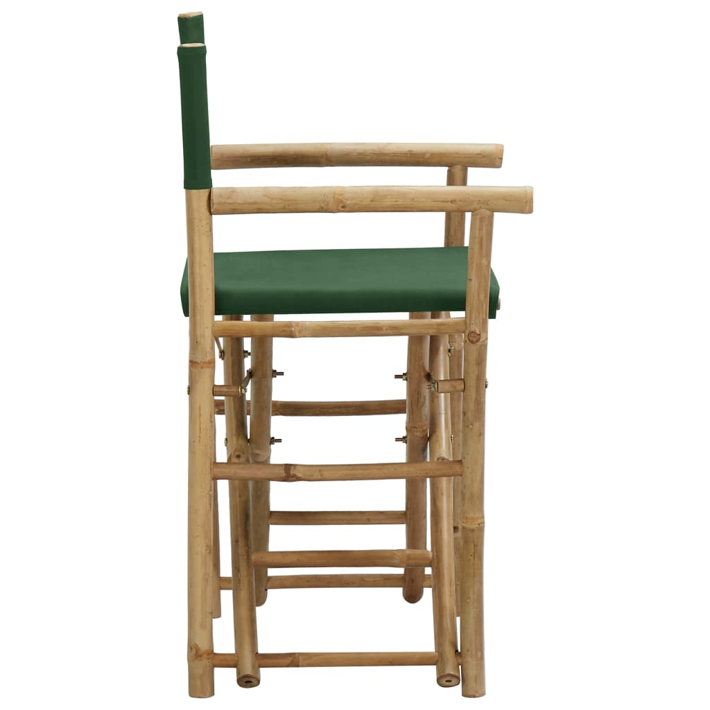 Green Bamboo & Fabric Folding Director's Chairs - 2 Pack