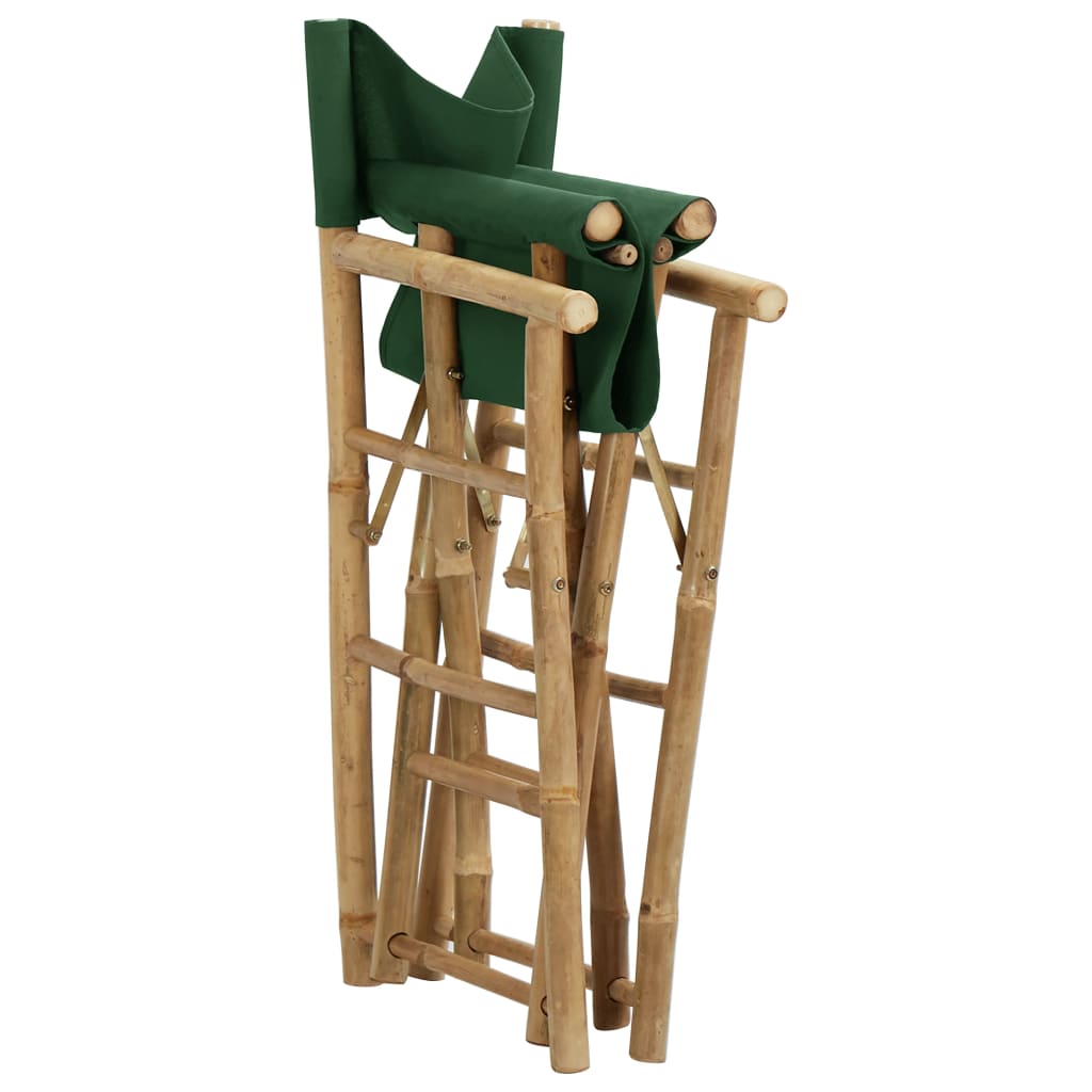 Green Bamboo & Fabric Folding Director's Chairs - 2 Pack