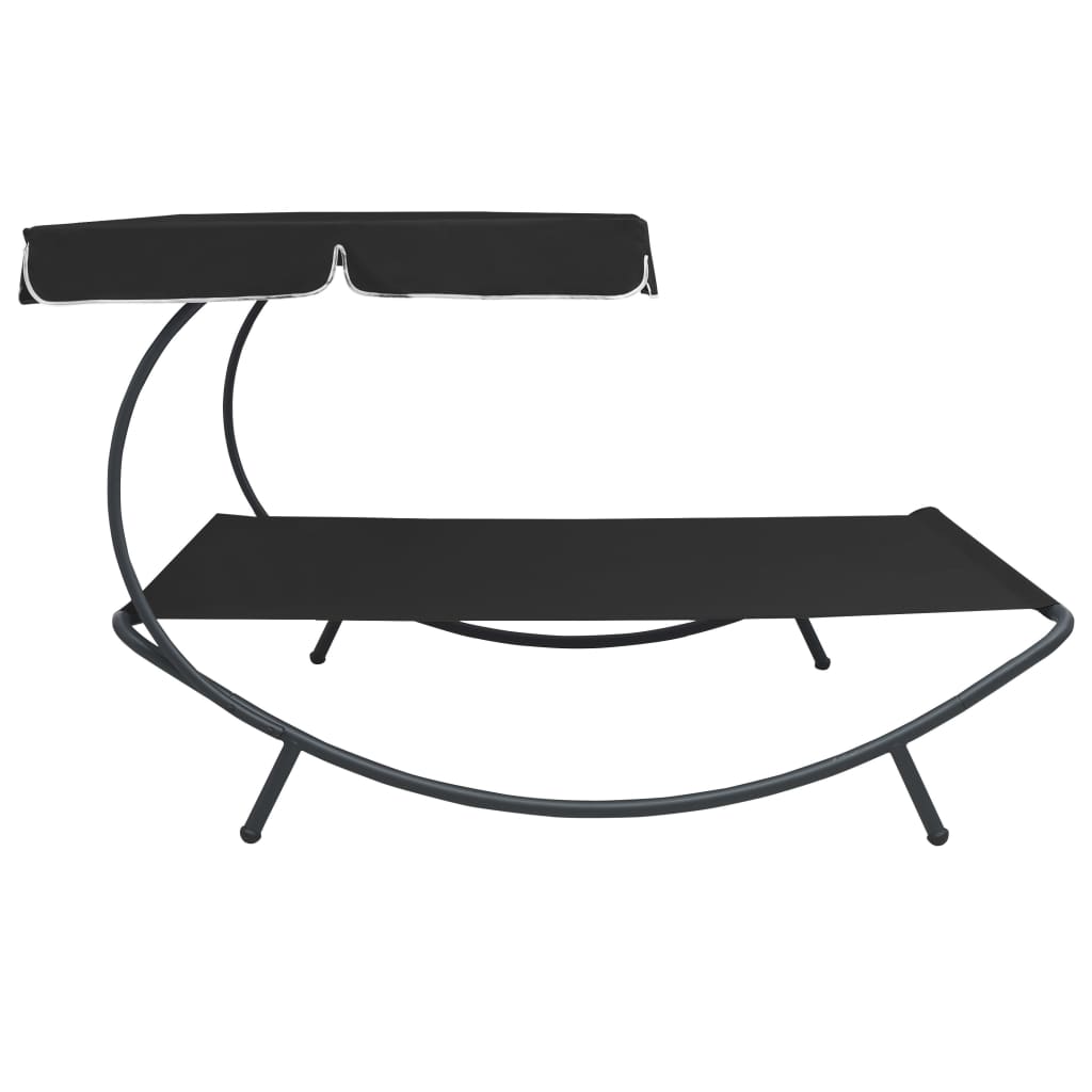 Black Outdoor Lounge Bed with Canopy - Stylish & Comfortable