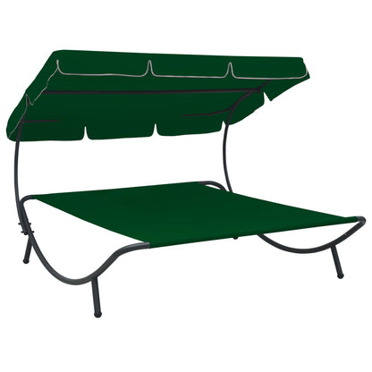 Green Outdoor Lounge Bed with Canopy - Stylish and Comfortable