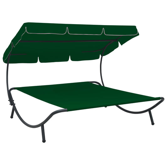 Green Outdoor Lounge Bed with Canopy - Stylish and Comfortable