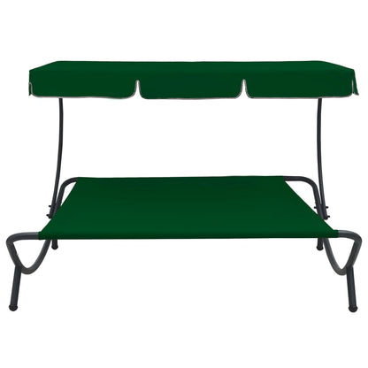 Green Outdoor Lounge Bed with Canopy - Stylish and Comfortable
